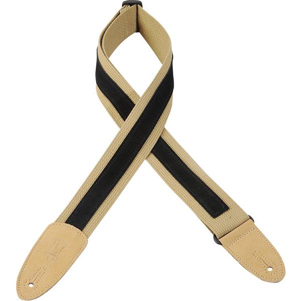Levy's Guitar Straps Tan Levy's MC8S Cotton 2 inch Guitar Strap with Suede Strip