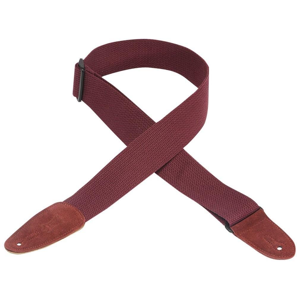 Levys Guitar Straps Levys MC8-XL-BRG 2 Inch Basic Cotton With Suede Strip Guitar Strap- Burgandy