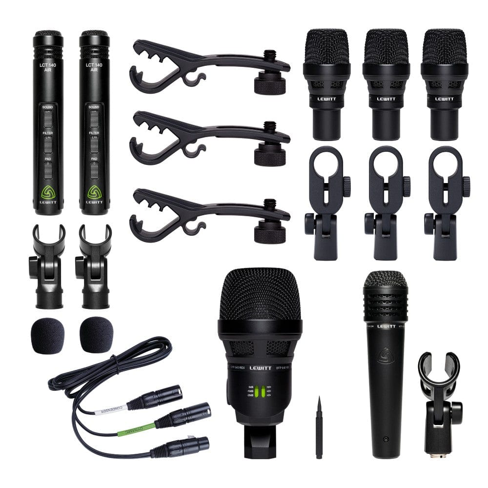 lewitt drumkit microphones black lewitt beatkit pro 7-piece drum microphone set   