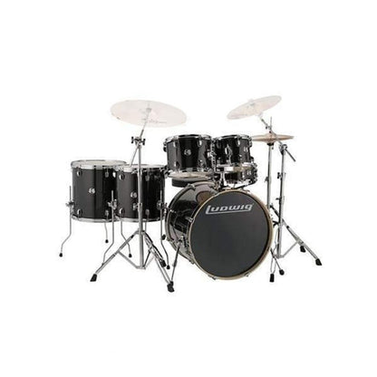 Ludwig Acoustic Drum Kits Black Sparkle Ludwig Evolution Series 6-Piece Complete Acoustic Drum Kit With Hardware
