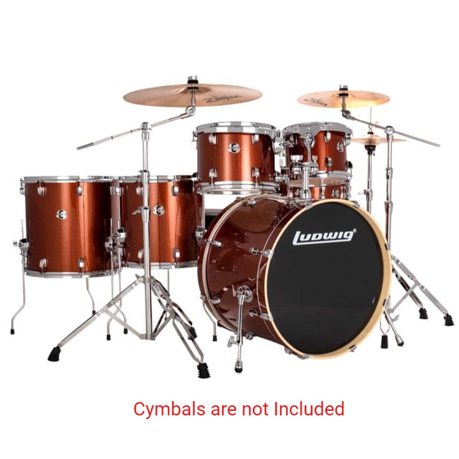 Ludwig Acoustic Drum Kits Copper Ludwig Evolution 6-Piece Acoustic Drum Kit with Hardware & Throne #color_copper