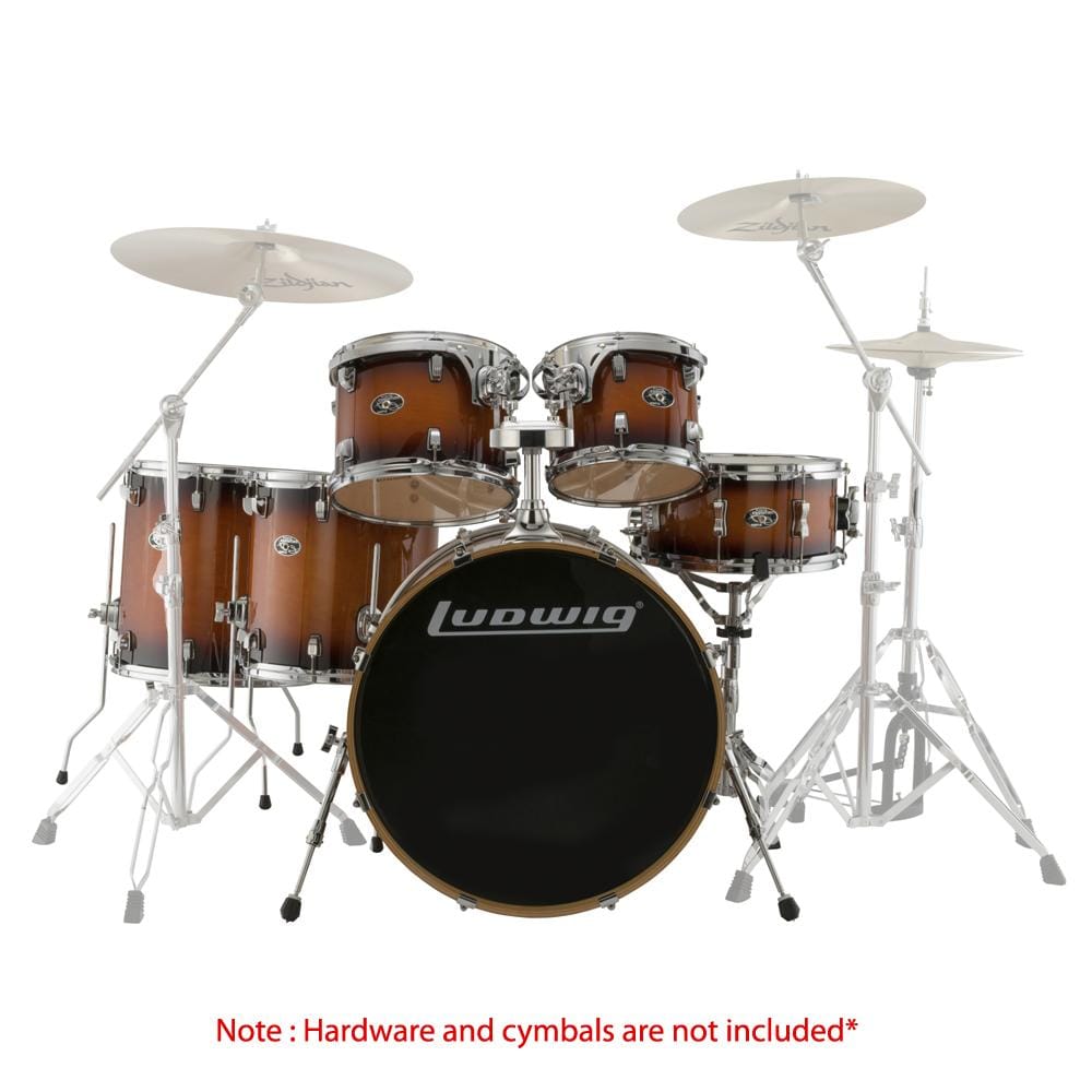 ludwig acoustic drum kits ludwig evolution maple series 6-piece shell pack drum kit  - mahogany burst