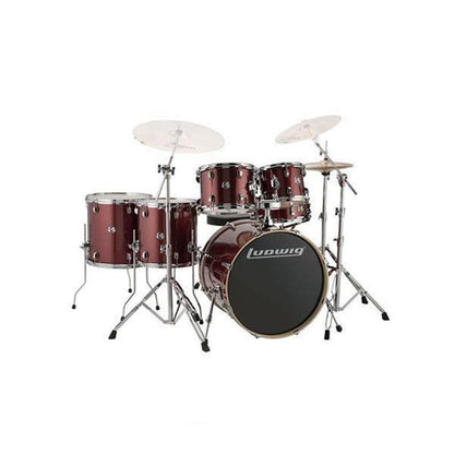 Ludwig Acoustic Drum Kits Red Sparkle Ludwig Evolution Series 6-Piece Complete Acoustic Drum Kit With Hardware