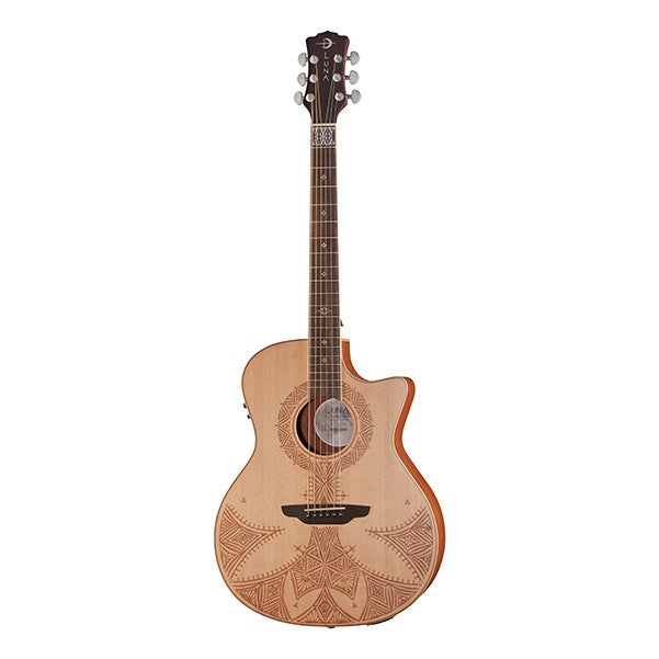 luna guitars electro acoustic guitars luna guitars henna sahara cutaway electro acoustic guitar - natural satin