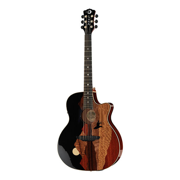 luna guitars electro acoustic guitars luna guitars vista wolf ltd cutaway electro acoustic guitar - natural high gloss