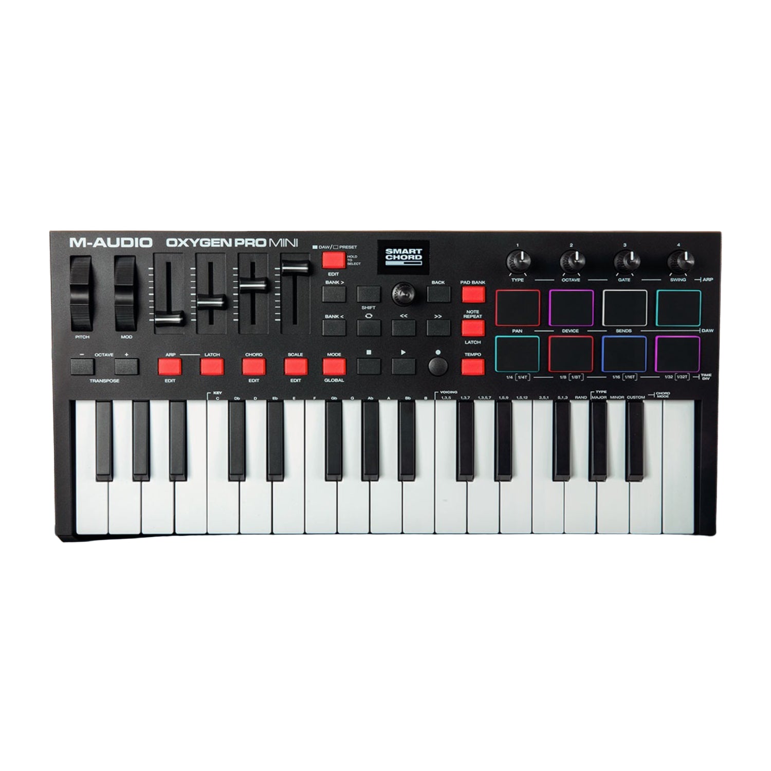 M-Audio Midi Keyboards MINI M-Audio Oxygen Pro USB Powered MIDI Controller With Smart Controls & Auto Mapping 