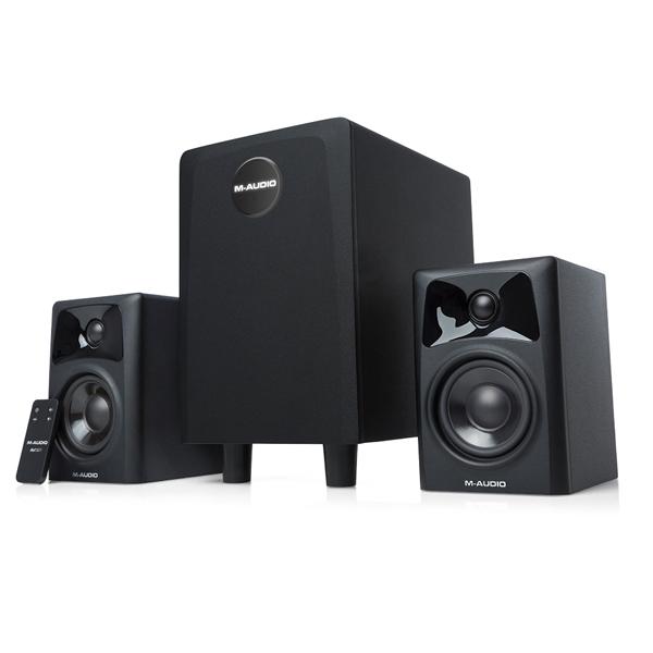 m-audio multimedia speakers m-audio av32.1 2.1 channel powered multimedia speaker