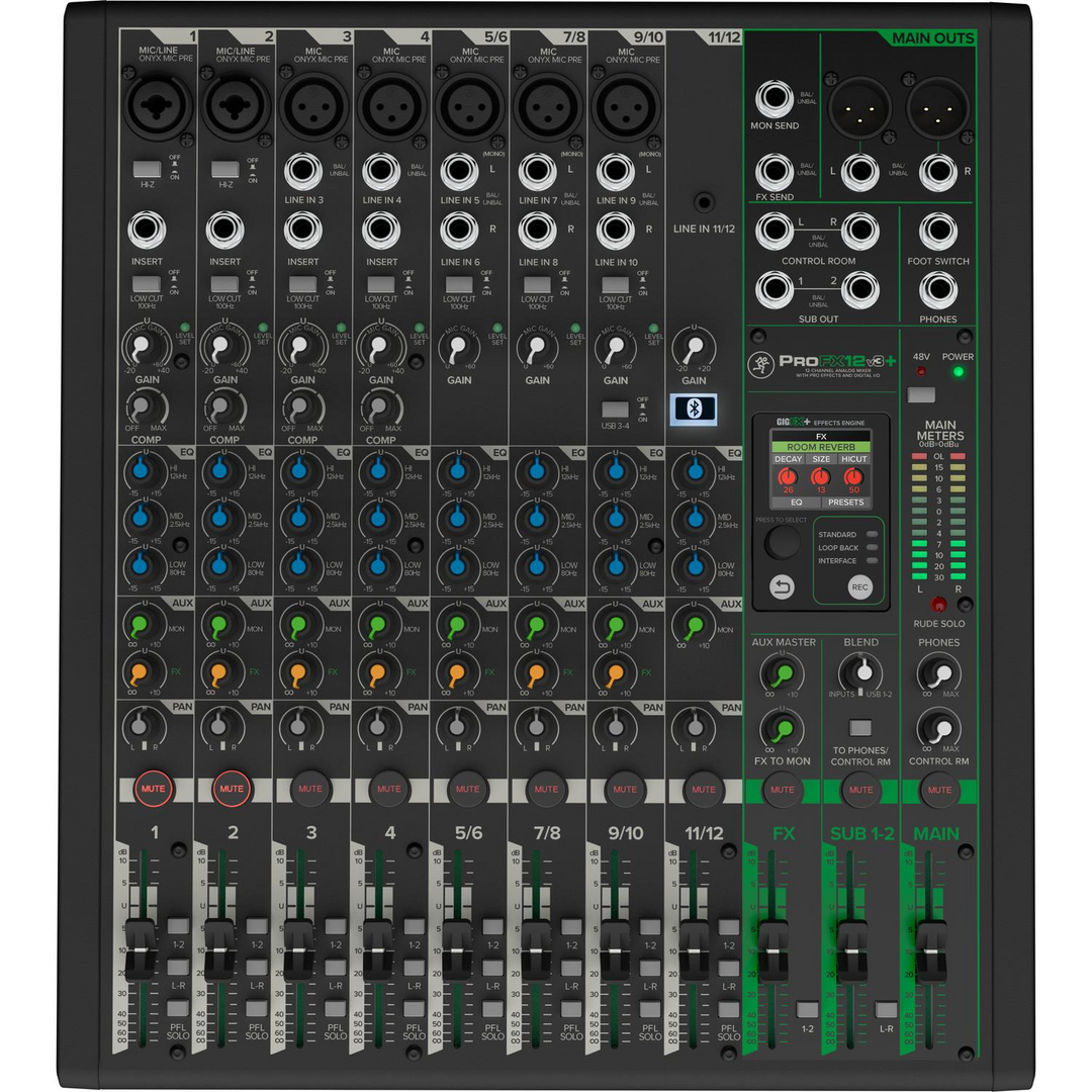 Mackie Analog Mixers Mackie PROFX 12V3+ 12-Channel Analog Mixer with Enhanced FX USB Recording Modes and Bluetooth