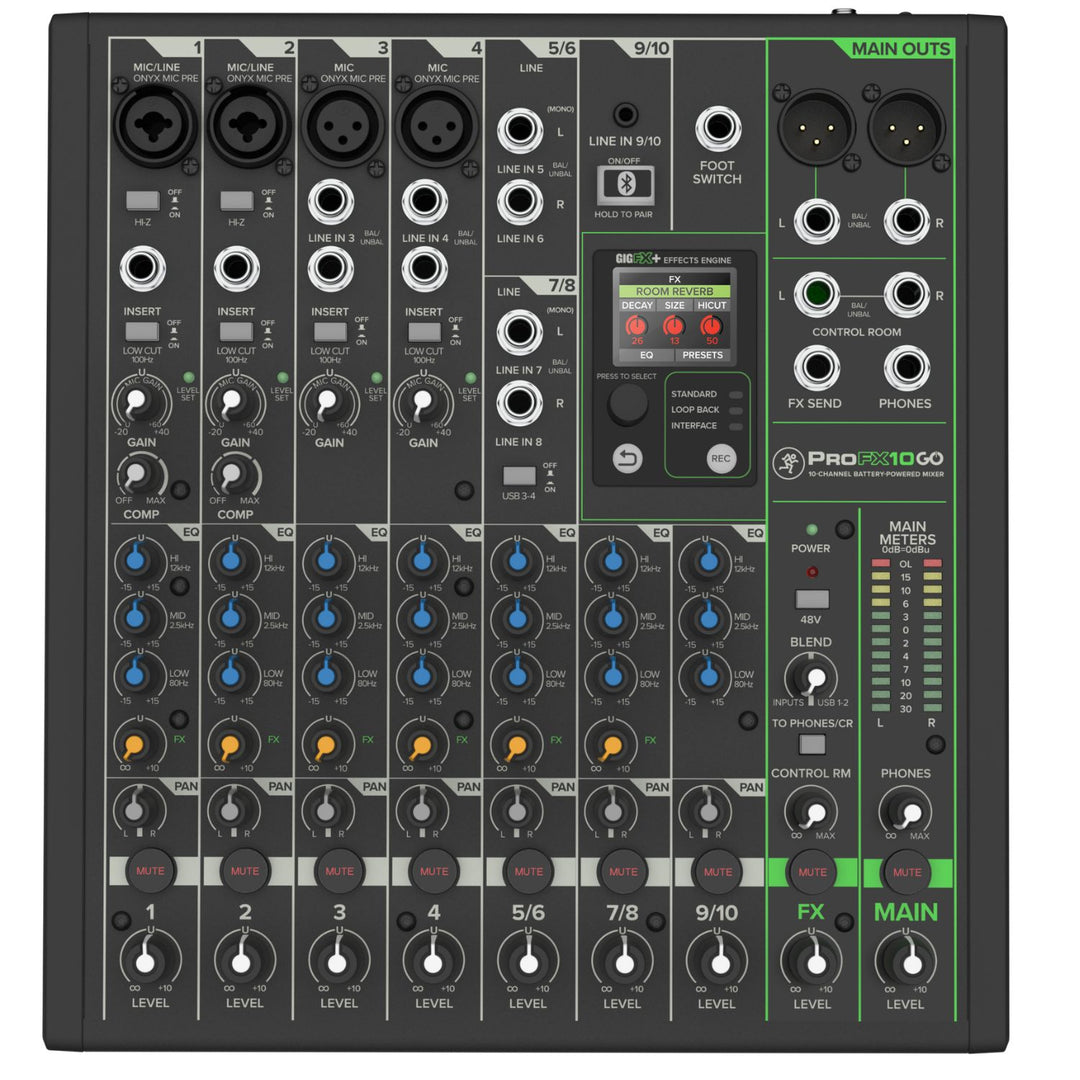 Mackie Analog Mixers Mackie ProFX10 GO 10-Channel Battery Powered Analog Mixer