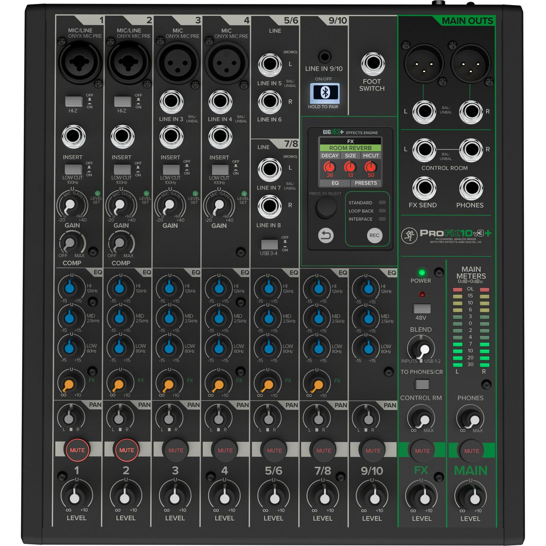 Mackie Analog Mixers Mackie PROFX10V3+ 10-Channel Analog Mixer with Enhanced FX USB Recording Modes and Bluetooth