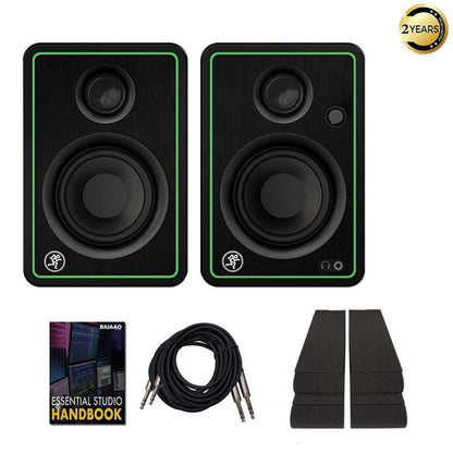 Mackie Monitor Speaker Bundles Mackie CR3X 3 Inch Reference Studio Multimedia Monitors with Isolation Foam Pad, Cables & Ebook - Pair