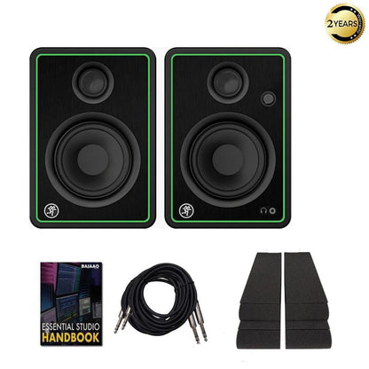 mackie monitor speaker bundles mackie cr4 xbt class d studio multimedia monitors with bluetooth, isolation foam pads, cables & ebook - pair