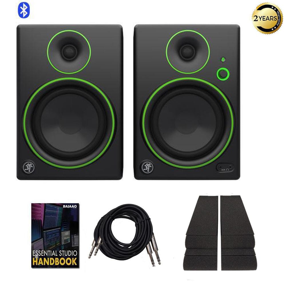 mackie monitor speaker bundles mackie cr5bt 5 inch bluetooth creative multimedia monitors with isolation pads, cables & ebook - pair