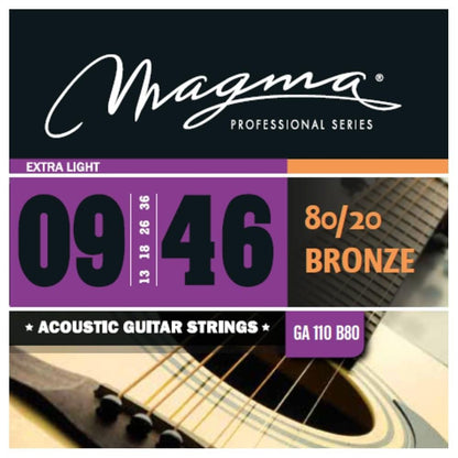 magma acoustic guitar strings extra light magma bronze 80-20 round wound acoustic guitar strings 