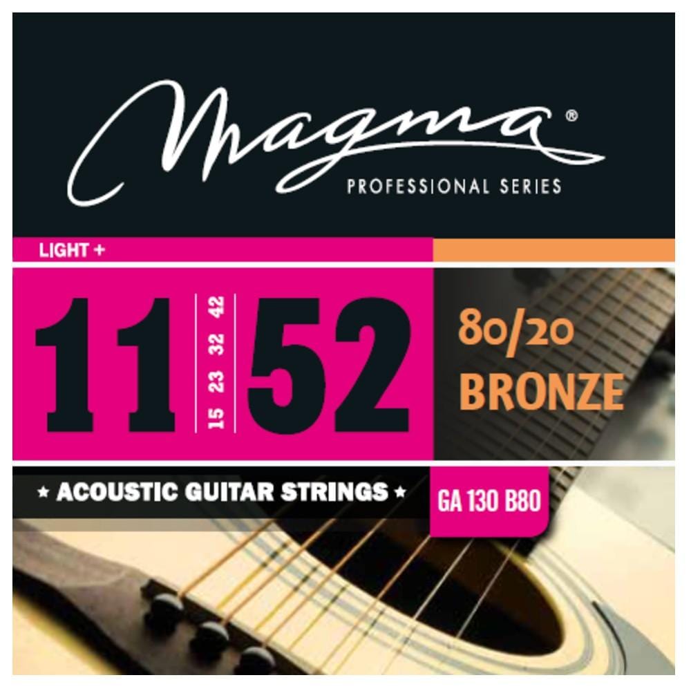 magma acoustic guitar strings light + magma bronze 80-20 round wound acoustic guitar strings 