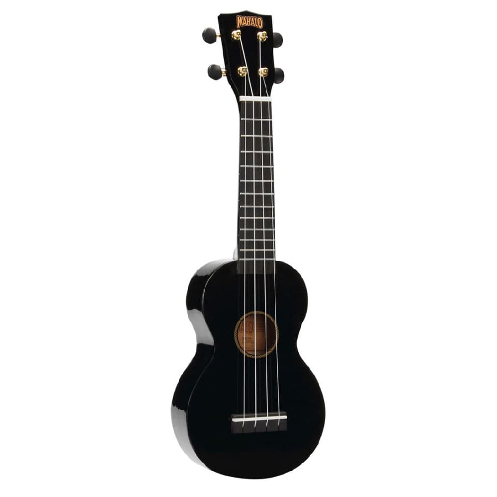 mahalo soprano ukuleles black mahalo rainbow series learn 2 play soprano ukulele pack   #color_black