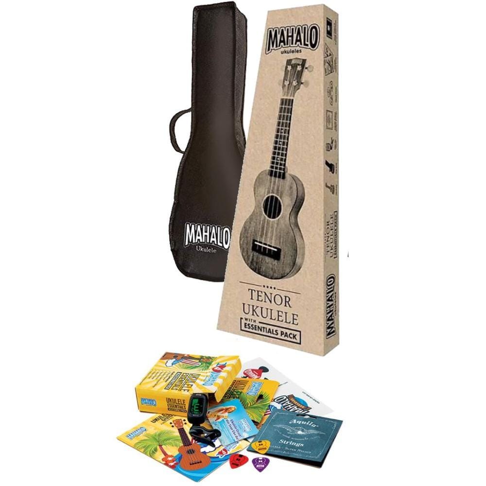 mahalo tenor ukuleles mahalo mj3 java series tenor essentials ukulele pack - transparent brown