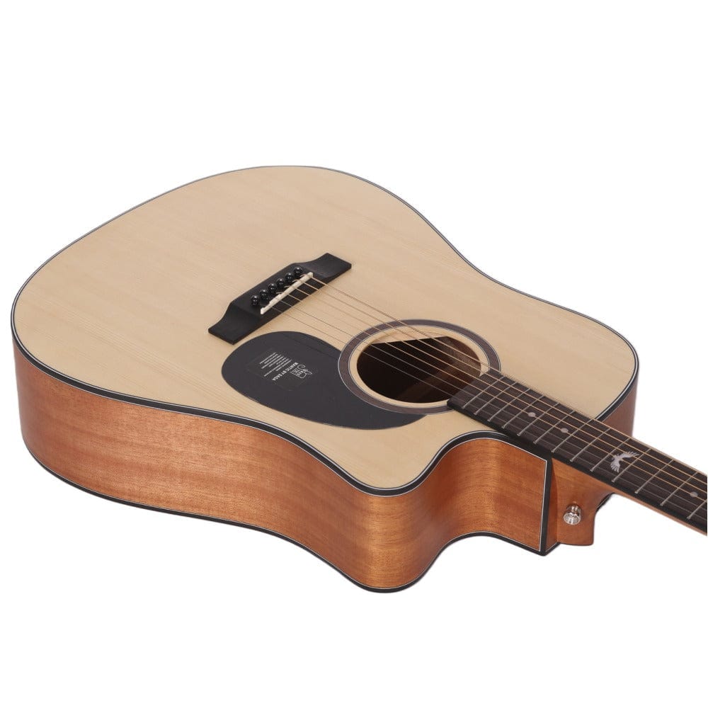 mantic acoustic guitars natural mantic ag-1c dreadnought 6 string acoustic guitar     