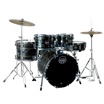 Mapex Acoustic Drum Kits Brown Wood Grain Mapex CM5295FTCFJ Comet 5 Piece Hybrid Acoustic Drum Kit with Hardware Throne & Cymbals