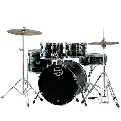 Mapex Acoustic Drum Kits Brown Wood Grain Mapex CM5295FTCFJ Comet 5 Piece Hybrid Acoustic Drum Kit with Hardware Throne & Cymbals