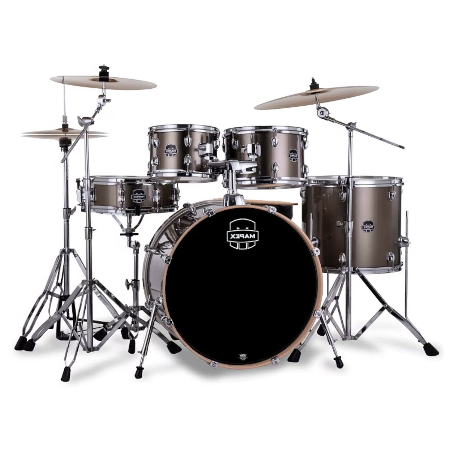 Mapex Acoustic Drum Kits Copper Metallic Mapex Venus 5Pcs Hybrid Acoustic Drum Kit with Hardware Cymbals & Throne