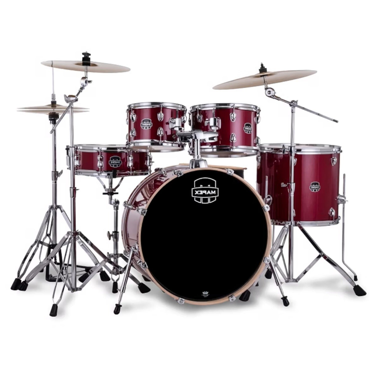 Mapex Acoustic Drum Kits Crimson Red Sparkle Mapex Venus 5Pcs Hybrid Acoustic Drum Kit with Hardware Cymbals & Throne