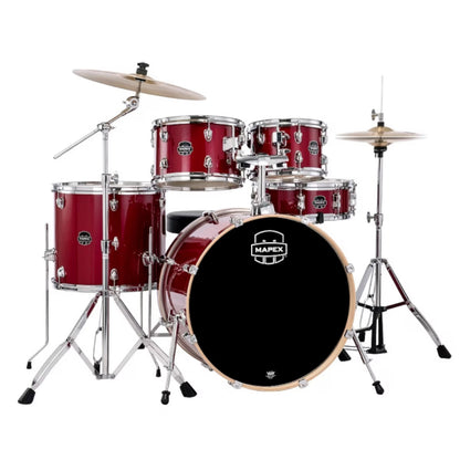 Mapex Acoustic Drum Kits Crimson Red Sparkle Mapex Venus 5Piece Jazz Acoustic Drum Set with Hardware & Throne 