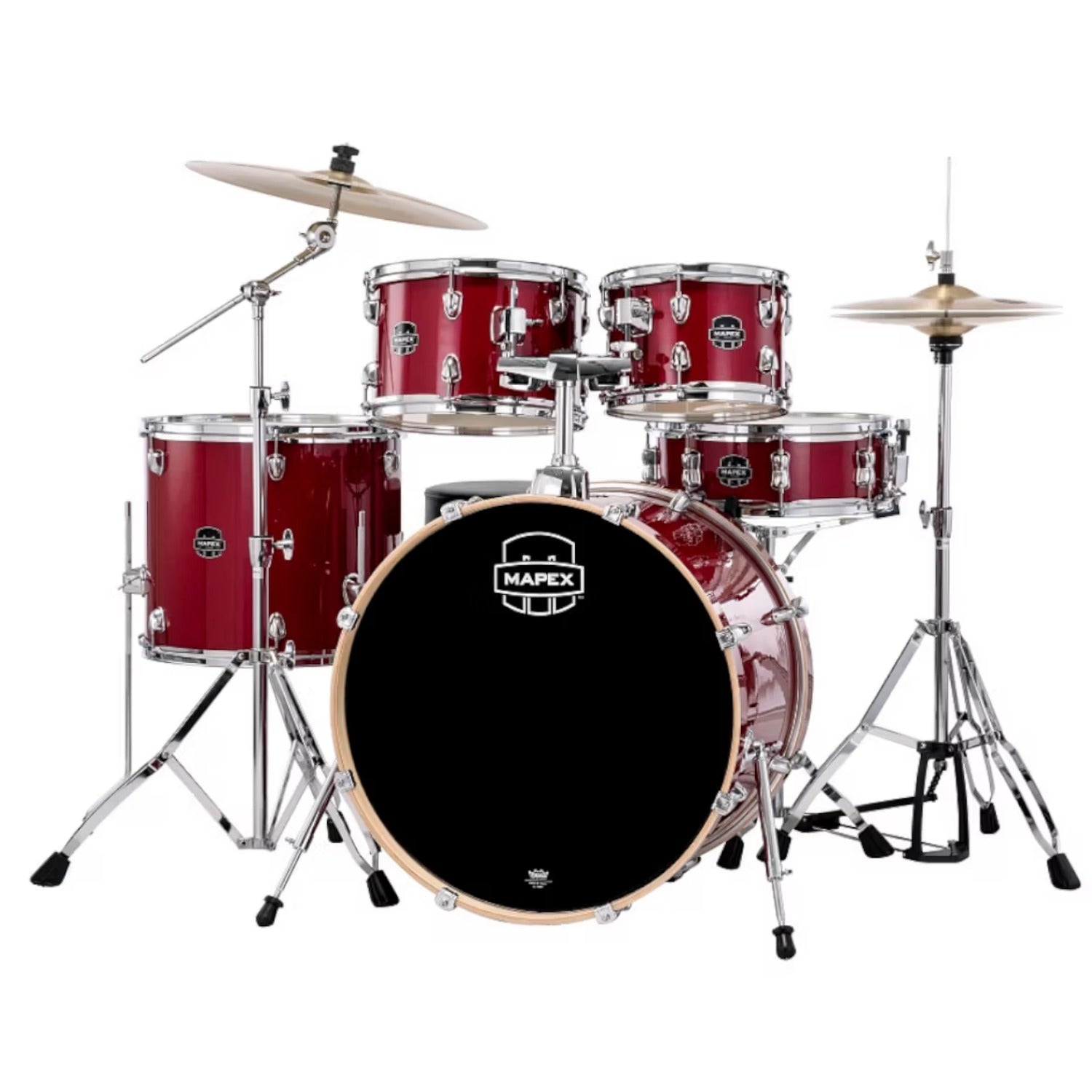 Mapex Acoustic Drum Kits Crimson Red Sparkle Mapex Venus 5Piece Jazz Acoustic Drum Set with Hardware & Throne 