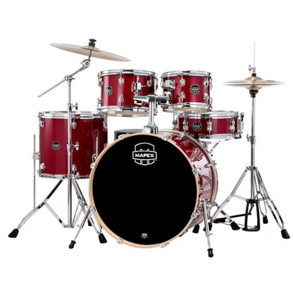 Mapex Acoustic Drum Kits Crimson Red Sparkle Mapex Venus 5Piece Jazz Acoustic Drum Set with Hardware & Throne 