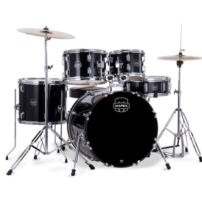 Mapex Acoustic Drum Kits Dark Black Mapex CM5044FTC Jazz Comet 5 Piece Acoustic Drum Set with Hardware Throne & Cymbals 