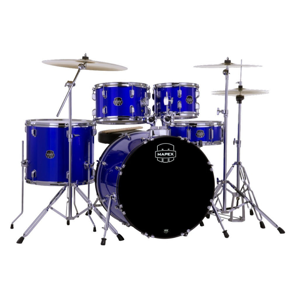Mapex Acoustic Drum Kits Indigo Blue Mapex Comet 5 Piece Hybrid Acoustic Drum Set with Hardware Throne & Cymbals #color_indigo-blue