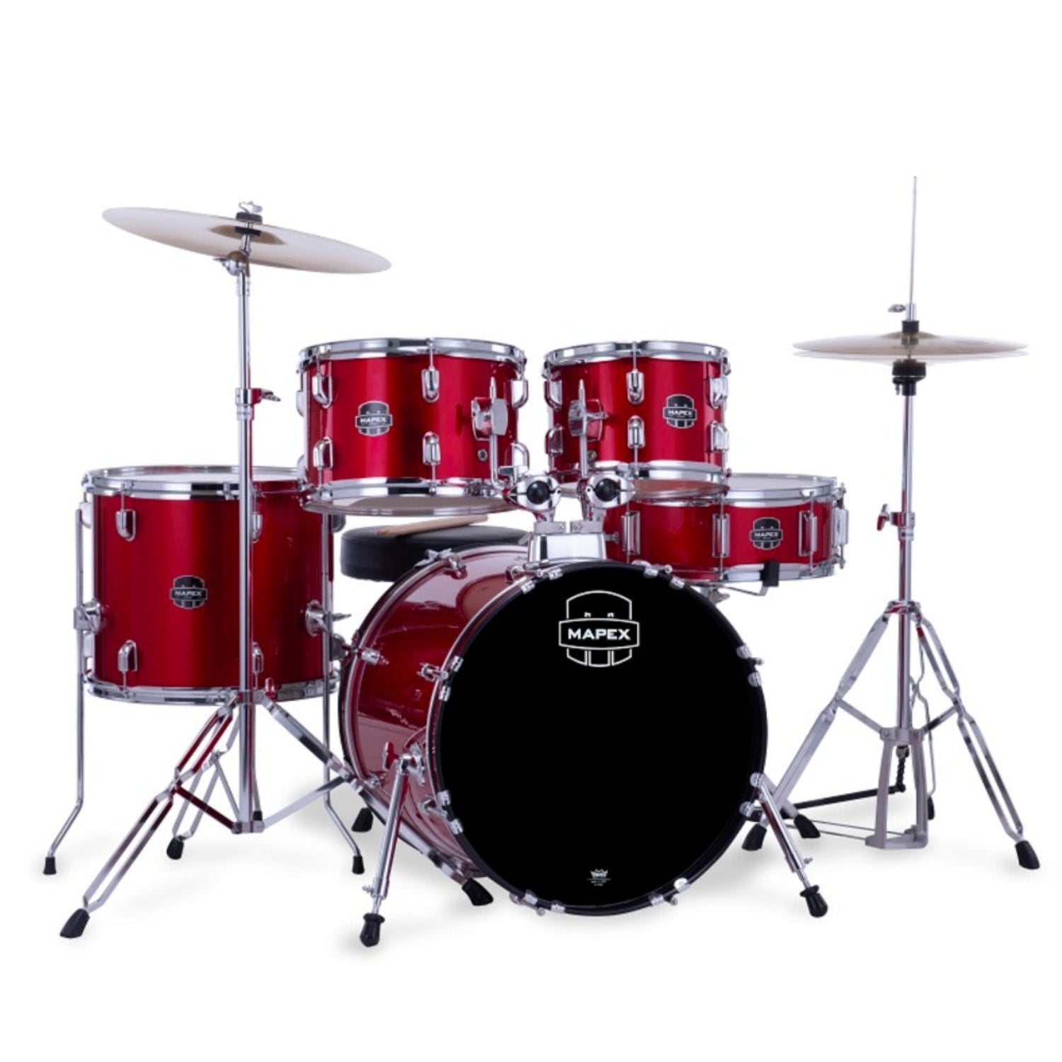 Mapex Acoustic Drum Kits Infra Red Mapex CM5844FTC Jazz Jr Comet 5 Piece Acoustic Drum Set with Hardware Throne & Cymbals