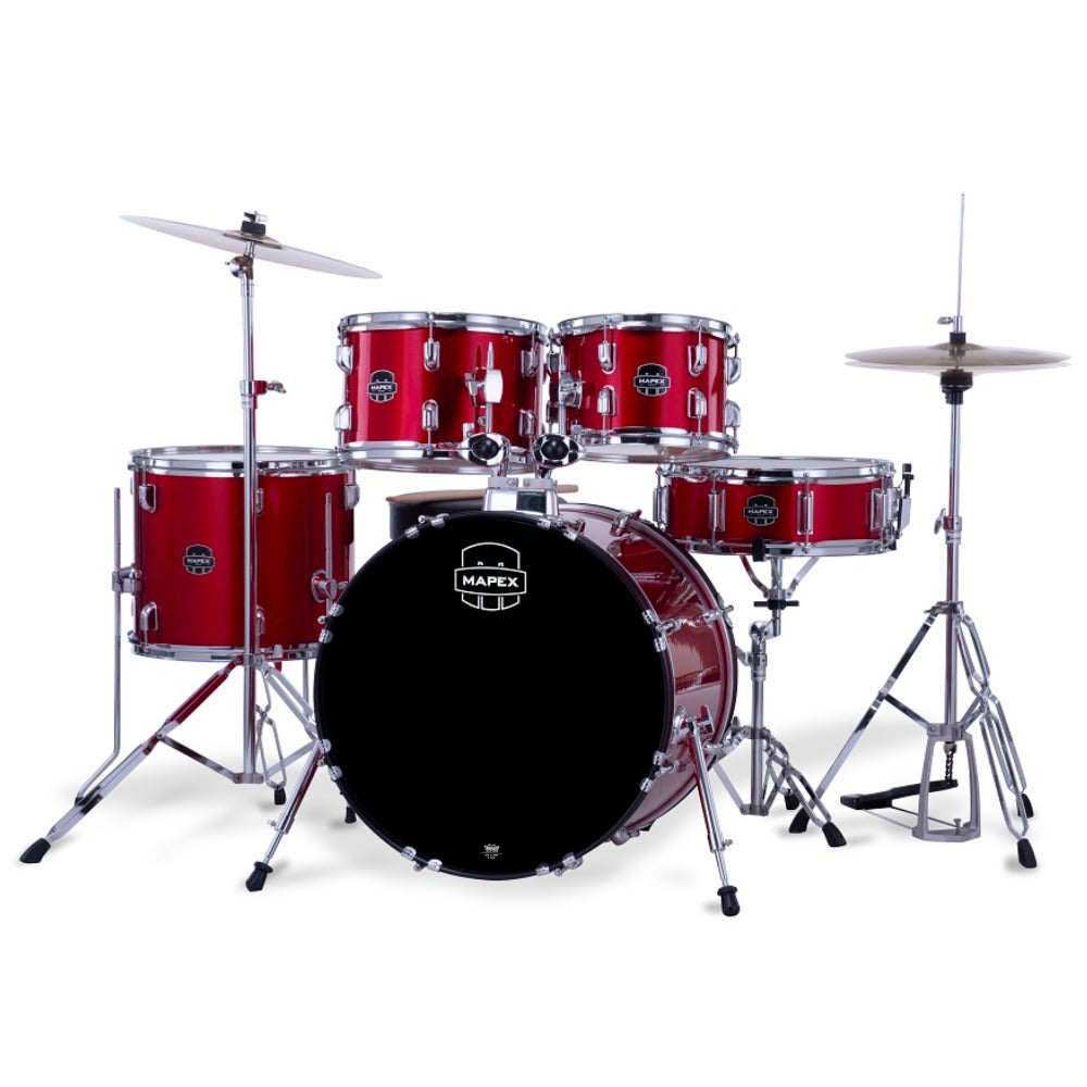 Mapex Acoustic Drum Kits Mapex CM5044FTC Jazz Comet 5 Piece Acoustic Drum Set with Hardware Throne & Cymbals #color_infra-red