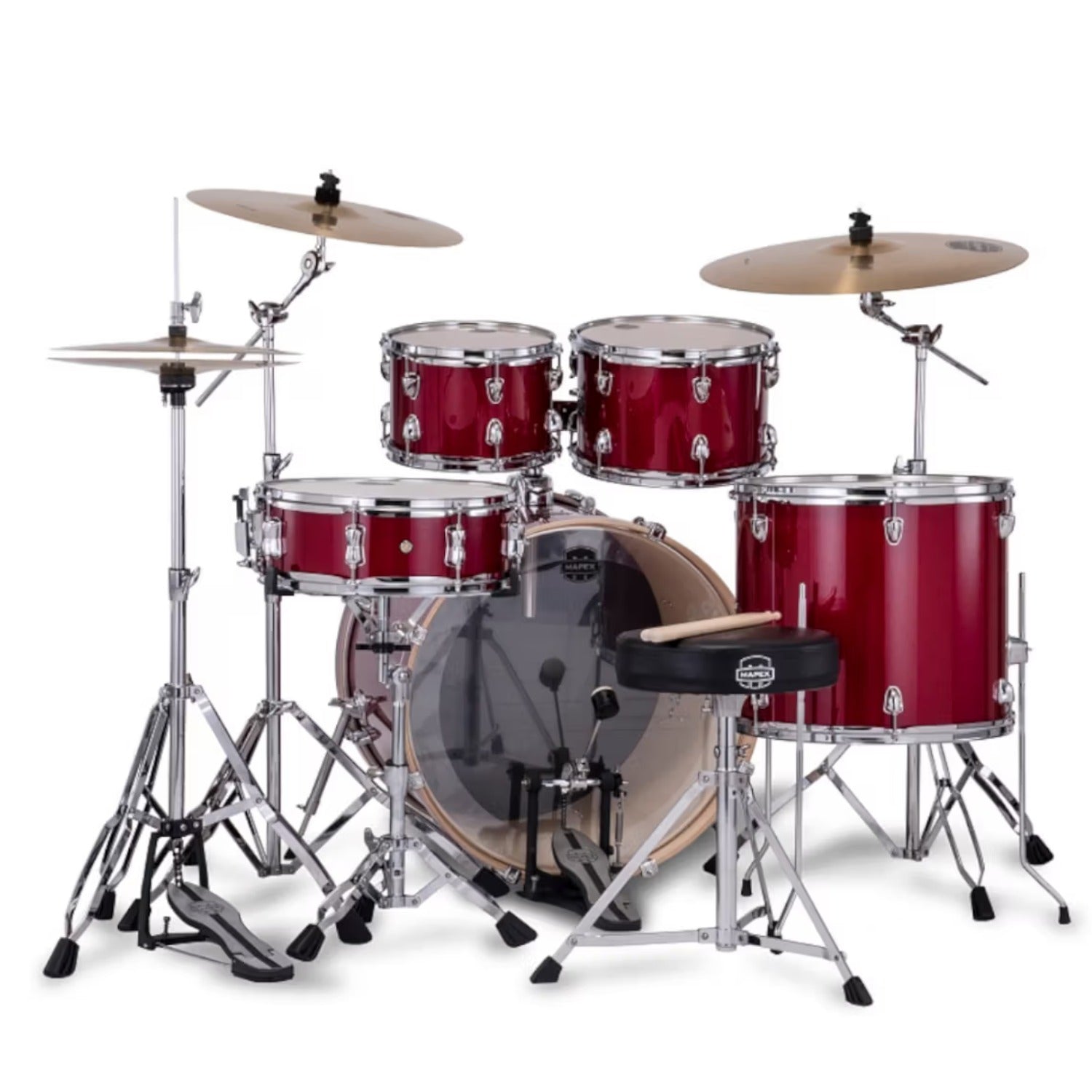 Mapex Acoustic Drum Kits Mapex Venus 5Pcs Hybrid Acoustic Drum Kit with Hardware Cymbals & Throne