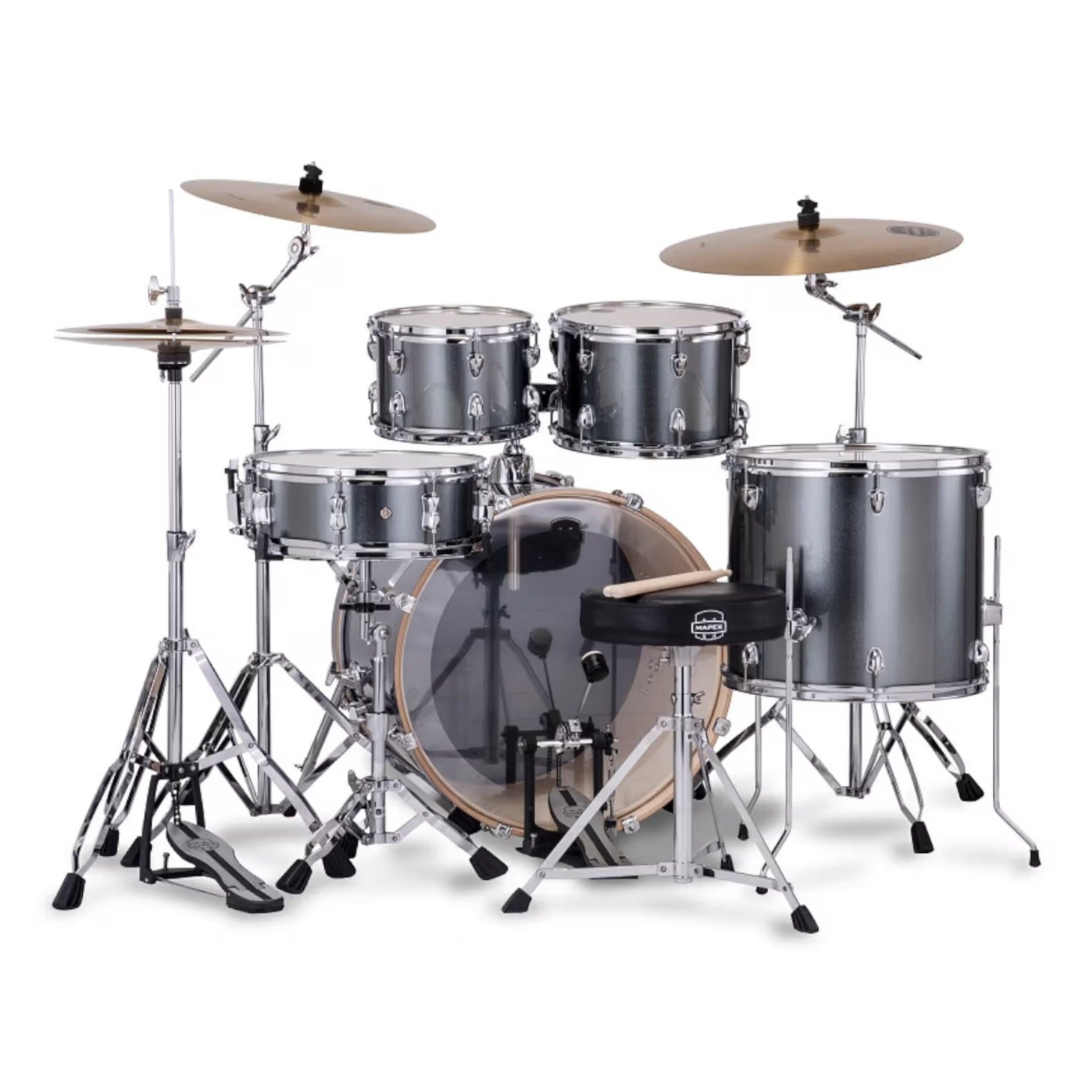 Mapex Acoustic Drum Kits Mapex Venus 5Pcs Hybrid Acoustic Drum Kit with Hardware Cymbals & Throne