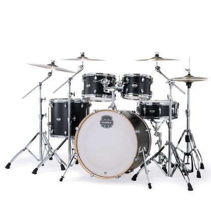 Mapex Acoustic Drum Kits Matte Black Mapex MM529SF Mars Maple Series 5 Piece Hybrid Shell Pack Acoustic Drum Set