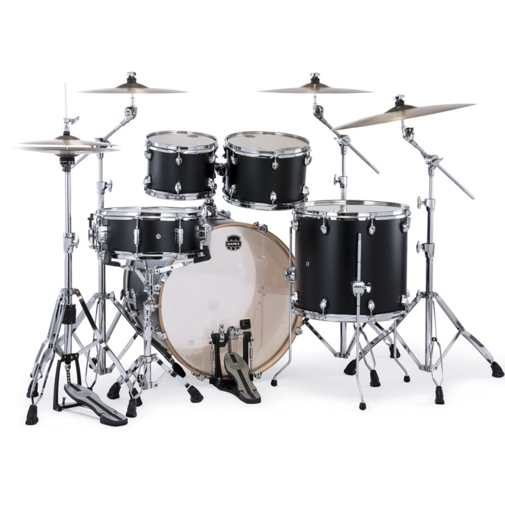 Mapex Acoustic Drum Kits Matte Black Mapex MM529SF Mars Maple Series 5 Piece Hybrid Shell Pack Acoustic Drum Set