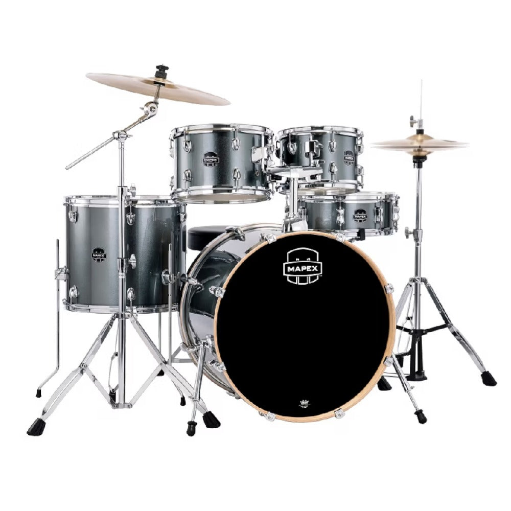 Mapex Acoustic Drum Kits Steel Blue Metallic Mapex Venus 5 Piece Acoustic Drum Set with Hardware & Throne
