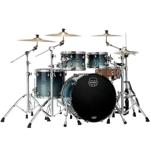 Mapex Acoustic Drum Kits Teal Blue Fade Mapex SR529X Saturn 4 Piece Hybrid Shell Pack Acoustic Drum Set #color_teal-blue-fade