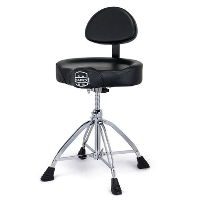 mapex drum thrones black mapex t875 saddle top drum throne with backrest and double braced quad legs   