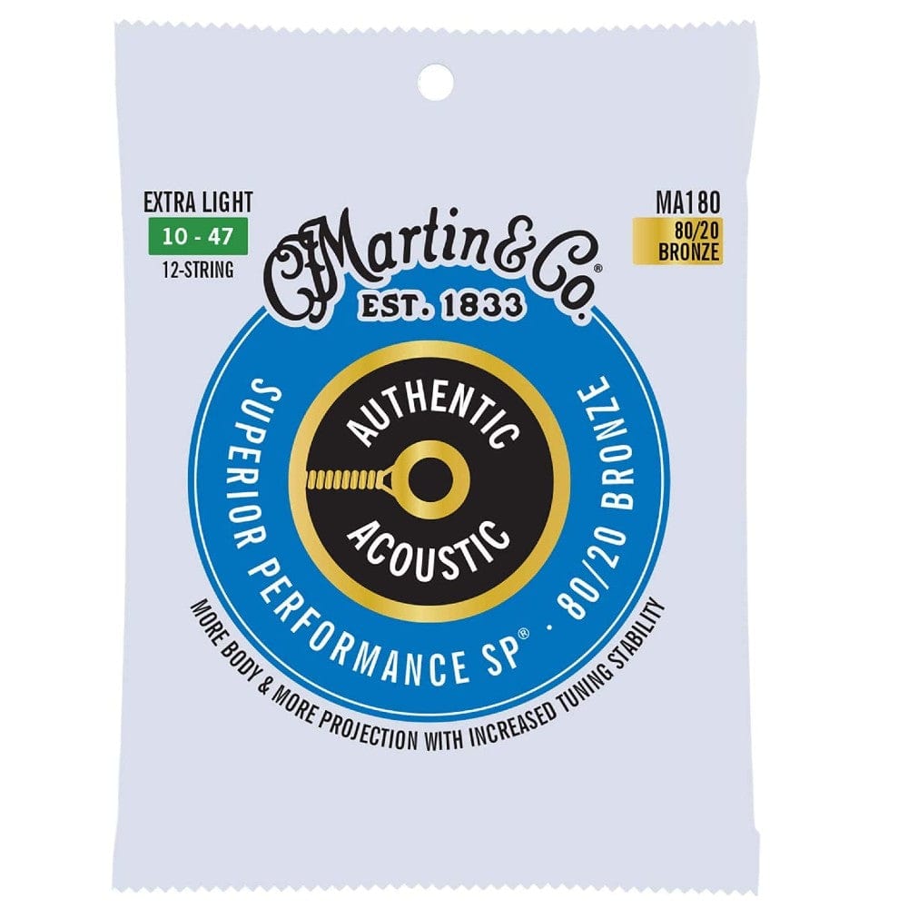 Martin Acoustic Guitar Strings Extra Light 0.10-0.47 Martin 80/20 Bronze Authentic Acoustic Guitar Strings