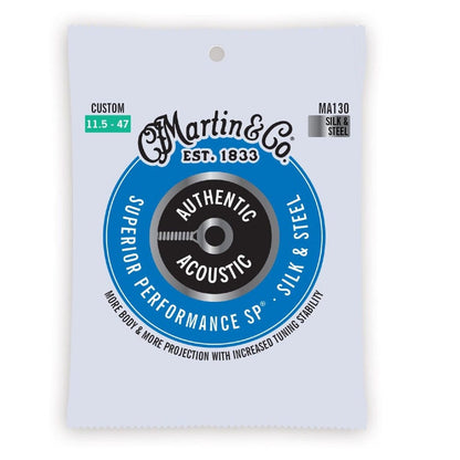 martin acoustic guitar strings martin ma130 authentic silk & steel folk acoustic guitar string - .11.5-.47