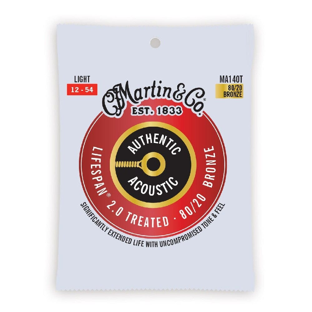 martin acoustic guitar strings martin ma140t 2.0 80/20 bronze authentic lifespan acoustic guitar string - light 12-54