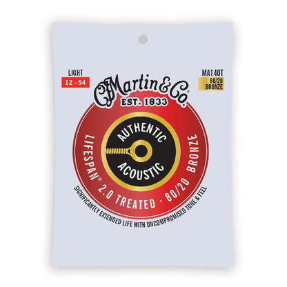 martin acoustic guitar strings martin ma140t 2.0 80/20 bronze authentic lifespan acoustic guitar string - light 12-54