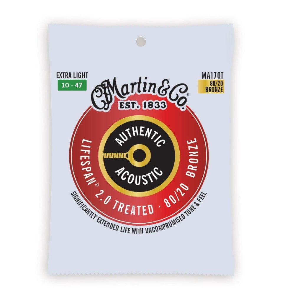 martin acoustic guitar strings martin ma170t 80/20 bronze lifespan treated authentic acoustic guitar strings - extra light 10-47