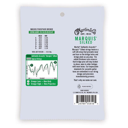 martin acoustic guitar strings martin ma530s marquis silked phosphor bronze extra light 10-47 authentic acoustic guitar strings