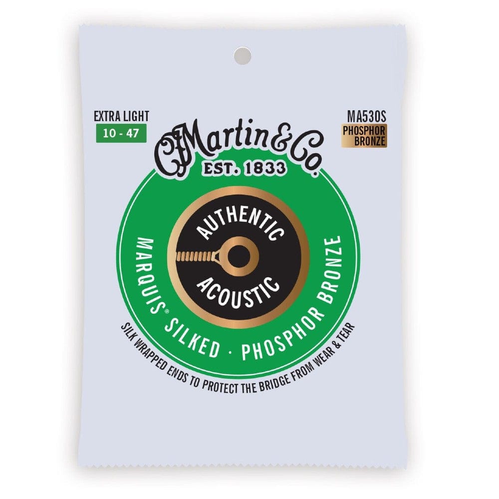 martin acoustic guitar strings martin ma530s marquis silked phosphor bronze extra light 10-47 authentic acoustic guitar strings
