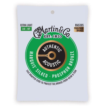 martin acoustic guitar strings martin ma530s marquis silked phosphor bronze extra light 10-47 authentic acoustic guitar strings