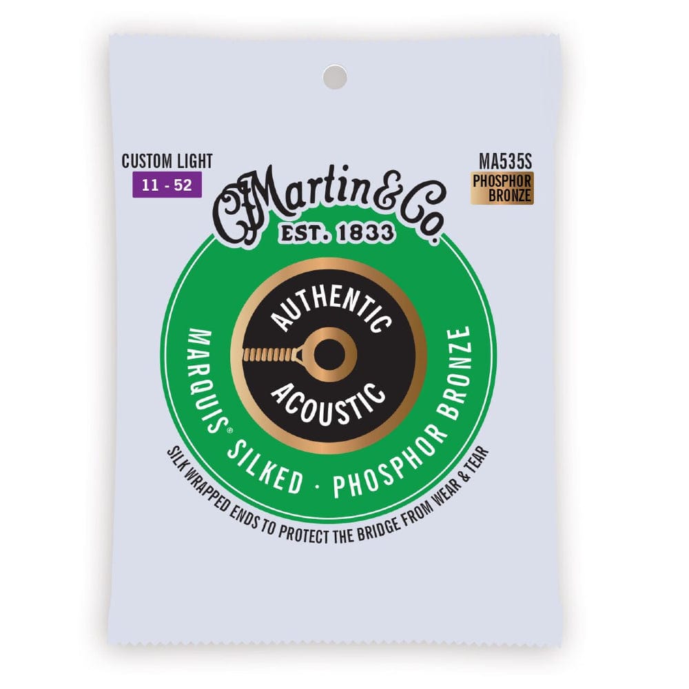 martin acoustic guitar strings martin ma535s phosphor bronze authentic acoustic guitar strings - custom light - 11-52