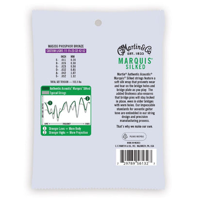 martin acoustic guitar strings martin ma535s phosphor bronze authentic acoustic guitar strings - custom light - 11-52